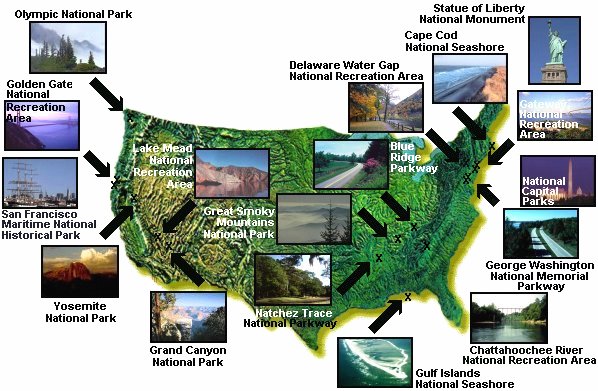1995 Most-Visited Sites in the U.S. National Park System